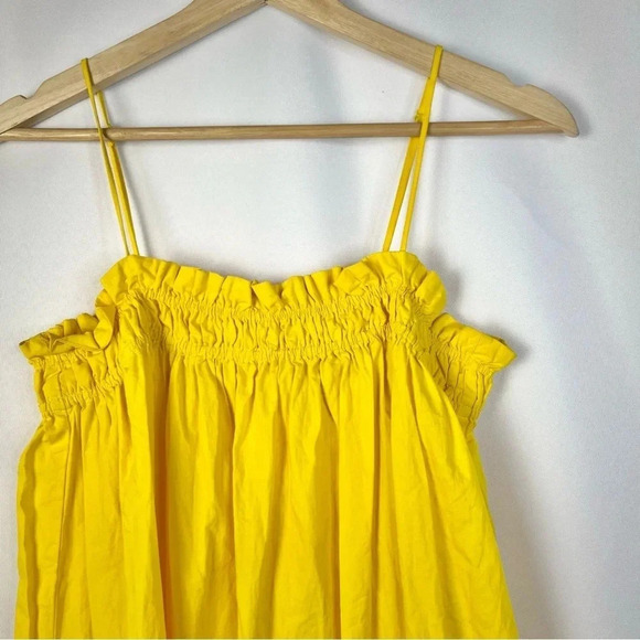 H&M Bright Yellow Smocked Poplin Mini Dress XS - Picture 3 of 4